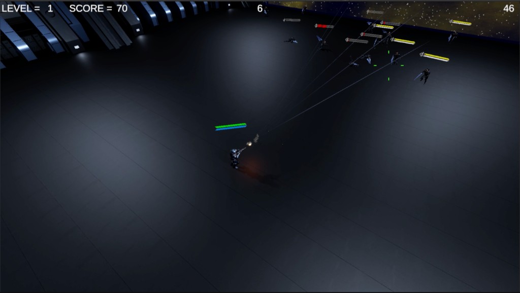 Space Soldier 2 gameplay showing combat against enemy waves